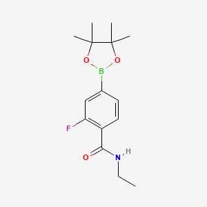 molecular formula C15H21BFNO3 B8167733 N-ethyl-2-fluoro-4-(4,4,5,5-tetramethyl-1,3,2-dioxaborolan-2-yl)benzamide 