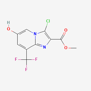 molecular formula C10H6ClF3N2O3 B8167843 Methyl 3-chloro-6-hydroxy-8-(trifluoromethyl)imidazo[1,2-a]pyridine-2-carboxylate 