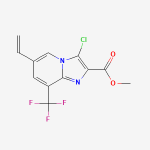 molecular formula C12H8ClF3N2O2 B8167849 Methyl 3-chloro-6-ethenyl-8-(trifluoromethyl)imidazo[1,2-a]pyridine-2-carboxylate 