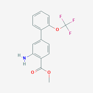 molecular formula C15H12F3NO3 B8168045 Methyl 3-Amino-2'-(trifluoromethoxy)biphenyl-4-carboxylate 