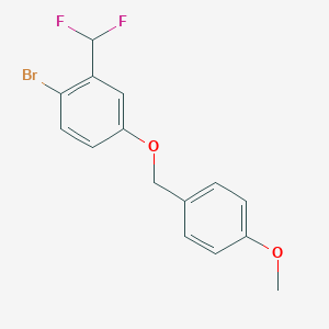 molecular formula C15H13BrF2O2 B8168187 1-Bromo-2-(difluoromethyl)-4-((4-methoxybenzyl)oxy)benzene 