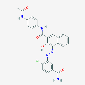 molecular formula C26H20ClN5O4 B081688 N-[4-(Acetylamino)phenyl]-4-[[5-(aminocarbonyl)-2-chlorophenyl]azo]-3-hydroxynaphthalene-2-carboxamide CAS No. 12236-64-5