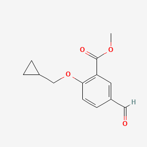 molecular formula C13H14O4 B8169074 Methyl 2-(cyclopropylmethoxy)-5-formylbenzoate 
