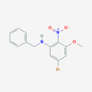 molecular formula C14H13BrN2O3 B8169639 N-benzyl-5-bromo-3-methoxy-2-nitroaniline 
