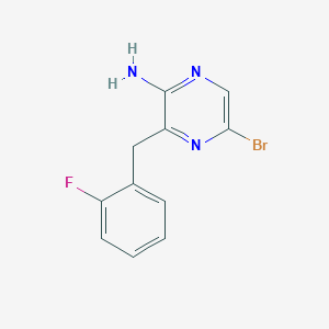 molecular formula C11H9BrFN3 B8171214 5-Bromo-3-(2-fluorobenzyl)pyrazin-2-amine 