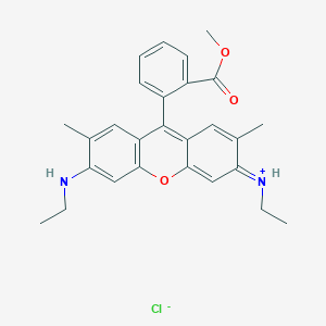 molecular formula C27H29ClN2O3 B081718 3,6-Bis(ethylamino)-9-(2-(methoxycarbonyl)phenyl)-2,7-dimethylxanthylium chloride CAS No. 12238-65-2