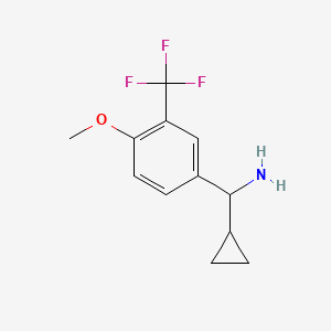 molecular formula C12H14F3NO B8175488 Cyclopropyl(4-methoxy-3-(trifluoromethyl)phenyl)methanamine 