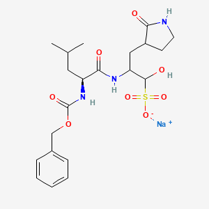 molecular formula C21H30N3NaO8S B8175724 sodium;1-hydroxy-2-[[(2S)-4-methyl-2-(phenylmethoxycarbonylamino)pentanoyl]amino]-3-(2-oxopyrrolidin-3-yl)propane-1-sulfonate 