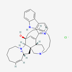molecular formula C36H45ClN4O B8175965 (1R,2R,4R,5Z,12R,13S,16Z)-25-(9H-pyrido[3,4-b]indol-1-yl)-22-aza-11-azoniapentacyclo[11.11.2.12,22.02,12.04,11]heptacosa-5,16,25-trien-13-ol;chloride 