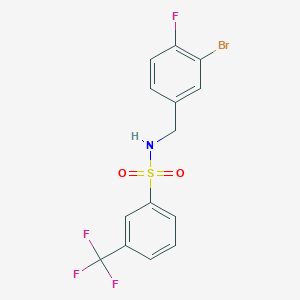 molecular formula C14H10BrF4NO2S B8176776 N-(3-Bromo-4-fluorobenzyl)-3-(trifluoromethyl)benzenesulfonamide 