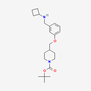 molecular formula C22H34N2O3 B8176837 tert-Butyl 4-((3-((cyclobutylamino)methyl)phenoxy)methyl)piperidine-1-carboxylate 