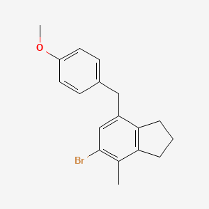 molecular formula C18H19BrO B8177273 5-Bromo-7-(4-methoxybenzyl)-4-methylindane 