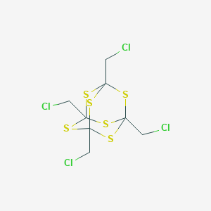 molecular formula C8H8Cl4S6 B081778 2,4,6,8,9,10-Hexathiaadamantane, 1,3,5,7-tetrakis(chloromethyl)- CAS No. 13639-09-3