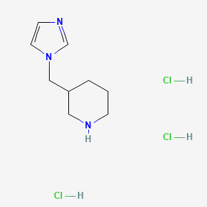 molecular formula C9H18Cl3N3 B8178469 3-(1H-Imidazol-1-ylmethyl)piperidine 3HCl 