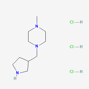 molecular formula C10H24Cl3N3 B8179054 1-Methyl-4-(3-pyrrolidinylmethyl)-piperazine 3HCl 