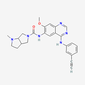 molecular formula C25H26N6O2 B8180855 N-[4-(3-ethynylanilino)-7-methoxyquinazolin-6-yl]-1-methyl-2,3,3a,4,6,6a-hexahydropyrrolo[2,3-c]pyrrole-5-carboxamide 
