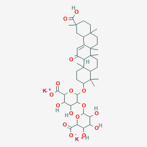 molecular formula C42H60K2O16 B8180912 dipotassium;6-[2-[(11-carboxy-4,4,6a,6b,8a,11,14b-heptamethyl-14-oxo-2,3,4a,5,6,7,8,9,10,12,12a,14a-dodecahydro-1H-picen-3-yl)oxy]-6-carboxylato-4,5-dihydroxyoxan-3-yl]oxy-3,4,5-trihydroxyoxane-2-carboxylate 