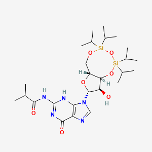 molecular formula C26H45N5O7Si2 B8181584 N-[9-[(6aR,8R,9R,9aS)-9-hydroxy-2,2,4,4-tetra(propan-2-yl)-6a,8,9,9a-tetrahydro-6H-furo[3,2-f][1,3,5,2,4]trioxadisilocin-8-yl]-6-oxo-3H-purin-2-yl]-2-methylpropanamide 