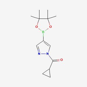 molecular formula C13H19BN2O3 B8181610 Cyclopropyl(4-(4,4,5,5-tetramethyl-1,3,2-dioxaborolan-2-YL)-1H-pyrazol-1-YL)methanone 