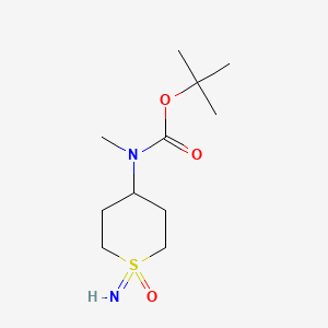 molecular formula C11H22N2O3S B8181950 tert-Butyl (1-imino-1-oxidohexahydro-1l6-thiopyran-4-yl)(methyl)carbamate 
