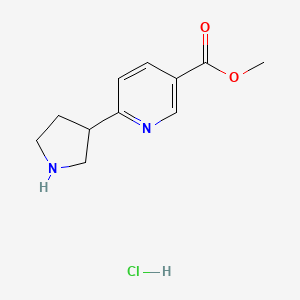molecular formula C11H15ClN2O2 B8182395 methyl 6-(3-pyrrolidinyl)nicotinate hydrochloride 