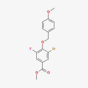 molecular formula C16H14BrFO4 B8183357 Methyl 3-bromo-5-fluoro-4-((4-methoxybenzyl)oxy)benzoate 