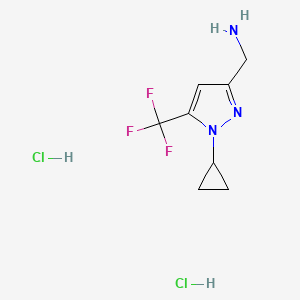 molecular formula C8H12Cl2F3N3 B8183866 [1-Cyclopropyl-5-(trifluoromethyl)pyrazol-3-yl]methanamine;dihydrochloride 