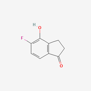 molecular formula C9H7FO2 B8185056 5-Fluoro-4-hydroxy-indan-1-one 