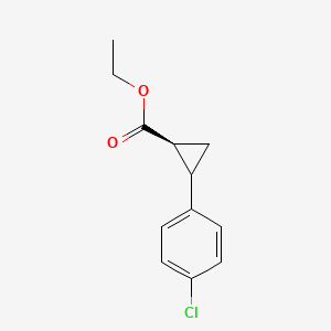 molecular formula C12H13ClO2 B8185404 trans-2-(4-Chloro-phenyl)-cyclopropanecarboxylic acid ethyl ester 