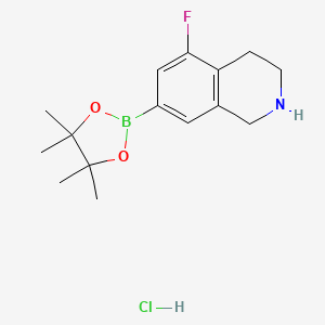 molecular formula C15H22BClFNO2 B8187586 5-Fluoro-7-(4,4,5,5-tetramethyl-[1,3,2]dioxaborolan-2-yl)-1,2,3,4-tetrahydro-isoquinoline hydrochloride 