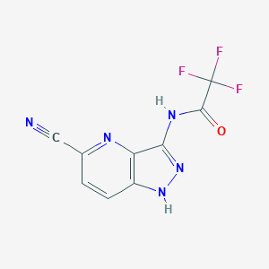 molecular formula C9H4F3N5O B8188106 N-(5-Cyano-1H-pyrazolo[4,3-b]pyridin-3-yl)-2,2,2-trifluoro-acetamide 
