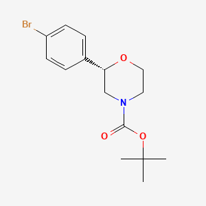 molecular formula C15H20BrNO3 B8188554 tert-butyl (2S)-2-(4-bromophenyl)morpholine-4-carboxylate 