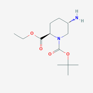 molecular formula C13H24N2O4 B8189907 (tert-Butyl) 2-ethyl (2R,5S)-5-aminopiperidine-1,2-dicarboxylate 
