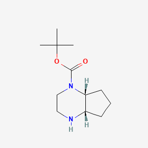 molecular formula C12H22N2O2 B8190162 tert-butyl (4aR,7aS)-1,2,3,4a,5,6,7,7a-octahydrocyclopenta[b]pyrazine-4-carboxylate 