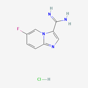 molecular formula C8H8ClFN4 B8190411 6-Fluoro-imidazo[1,2-a]pyridine-3-carboxamidine hydrochloride 