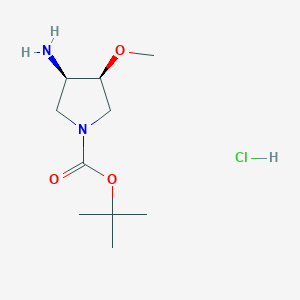molecular formula C10H21ClN2O3 B8191261 tert-butyl (3R,4S)-3-amino-4-methoxypyrrolidine-1-carboxylate;hydrochloride 