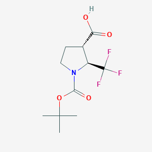 molecular formula C11H16F3NO4 B8191436 (2S,3S)-1-[(2-methylpropan-2-yl)oxycarbonyl]-2-(trifluoromethyl)pyrrolidine-3-carboxylic acid 