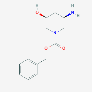 molecular formula C13H18N2O3 B8191787 Benzyl (3R,5S)-3-amino-5-hydroxypiperidine-1-carboxylate 