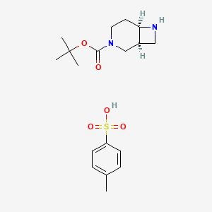 molecular formula C18H28N2O5S B8191838 cis-3,7-Diaza-bicyclo[4.2.0]octane-3-carboxylic acid tert-butyl ester tosylate 