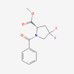 molecular formula C13H13F2NO3 B8191924 Methyl (S)-1-benzoyl-4,4-difluoropyrrolidine-2-carboxylate 