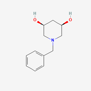 molecular formula C12H17NO2 B8191940 cis-1-Benzyl-piperidine-3,5-diol 