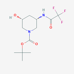molecular formula C12H19F3N2O4 B8191953 tert-Butyl (3R,5S)-3-hydroxy-5-(2,2,2-trifluoroacetamido)piperidine-1-carboxylate 