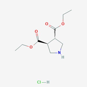 molecular formula C10H18ClNO4 B8192314 trans-Pyrrolidine-3,4-dicarboxylic acid diethyl ester hydrochloride 