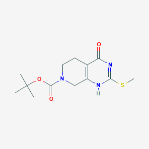 molecular formula C13H19N3O3S B8192964 tert-butyl 2-methylsulfanyl-4-oxo-1,5,6,8-tetrahydropyrido[3,4-d]pyrimidine-7-carboxylate 