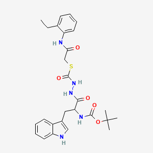 molecular formula C27H33N5O5S B8193118 tert-butyl N-[1-[2-[2-(2-ethylanilino)-2-oxoethyl]sulfanylcarbonylhydrazinyl]-3-(1H-indol-3-yl)-1-oxopropan-2-yl]carbamate 