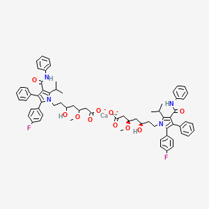 molecular formula C68H72CaF2N4O10 B8193171 calcium;(3R,5R)-7-[2-(4-fluorophenyl)-3-phenyl-4-(phenylcarbamoyl)-5-propan-2-ylpyrrol-1-yl]-5-hydroxy-3-methoxyheptanoate;7-[2-(4-fluorophenyl)-3-phenyl-4-(phenylcarbamoyl)-5-propan-2-ylpyrrol-1-yl]-5-hydroxy-3-methoxyheptanoate 