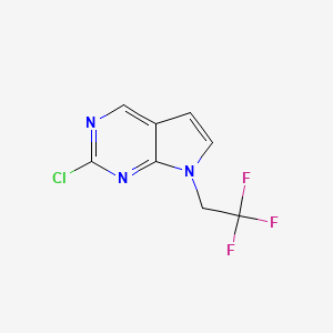 molecular formula C8H5ClF3N3 B8193959 2-Chloro-7-(2,2,2-trifluoroethyl)-7H-pyrrolo[2,3-d]pyrimidine 