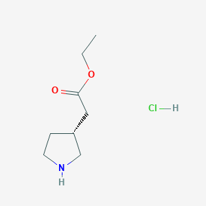 molecular formula C8H16ClNO2 B8194141 Ethyl (R)-2-(pyrrolidin-3-yl)acetate hydrochloride 