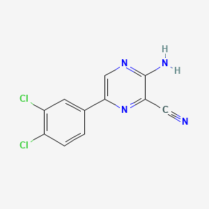 molecular formula C11H6Cl2N4 B8194263 3-Amino-6-(3,4-dichlorophenyl)pyrazine-2-carbonitrile 