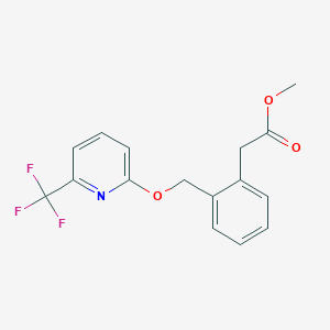 molecular formula C16H14F3NO3 B8194276 Methyl 2-(2-(((6-(trifluoromethyl)pyridin-2-yl)oxy)methyl)phenyl)acetate CAS No. 187327-30-6